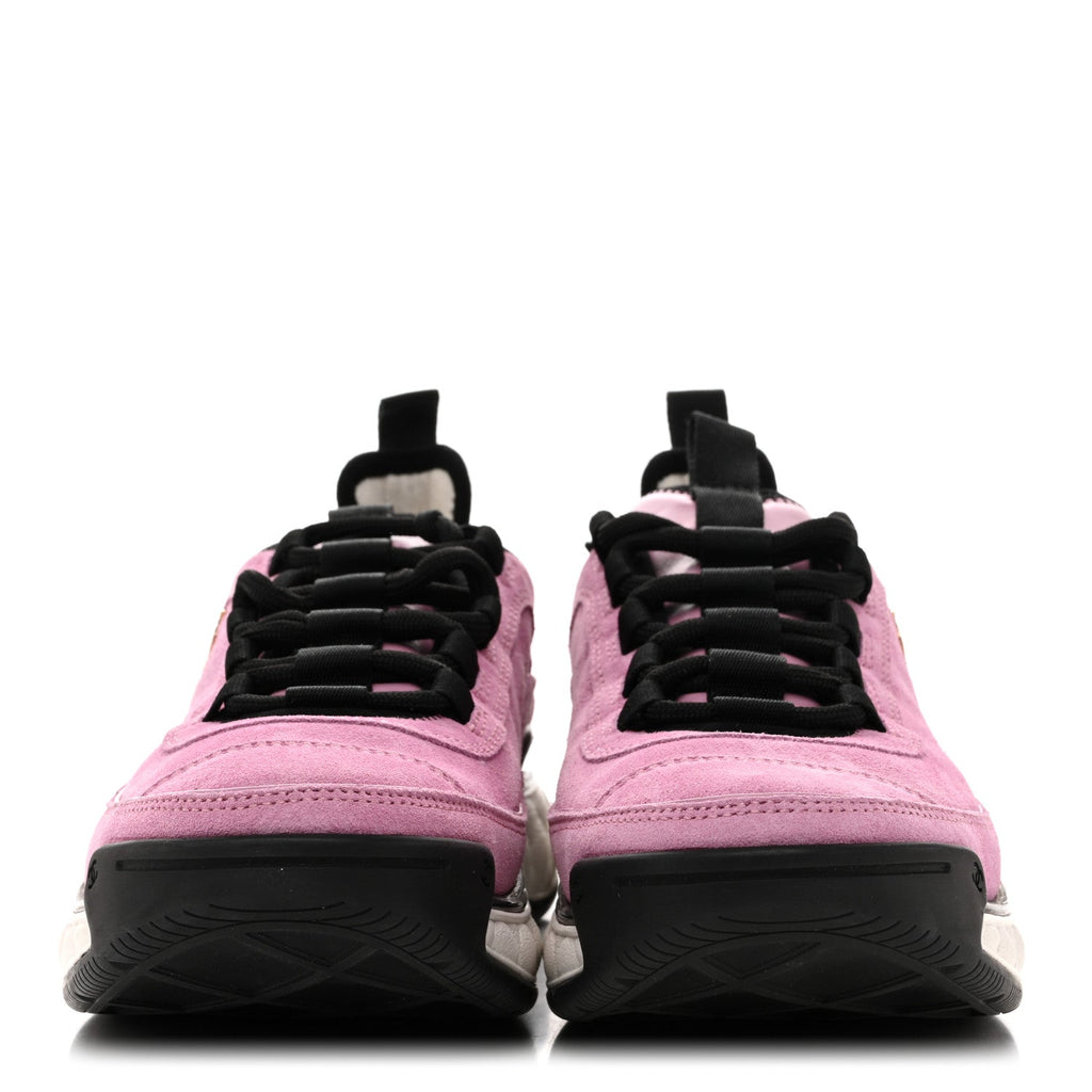 Suede Calfskin Nylon Grosgrain CC Sneakers 39 Dark Pink