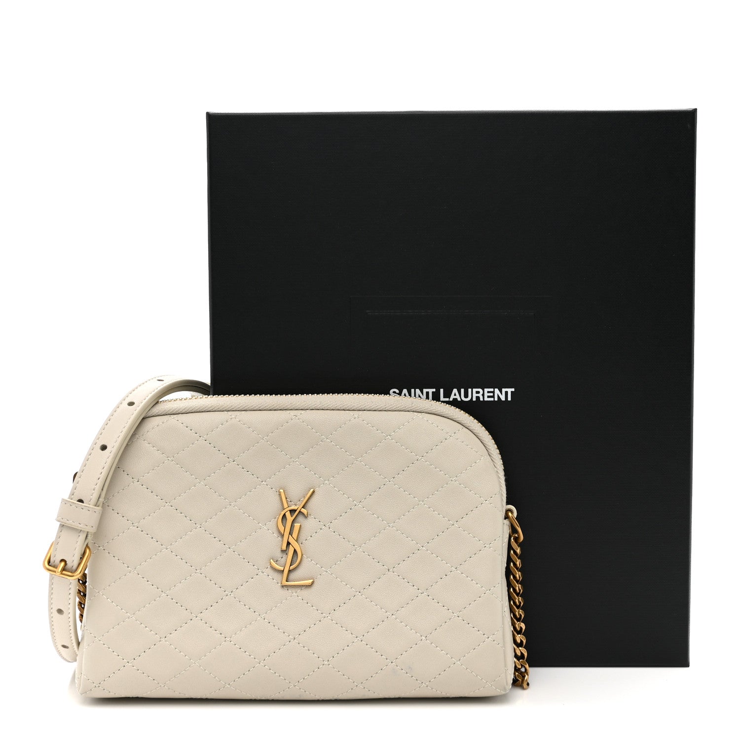 Lambskin Quilted Gaby Zipped Pouch Crema Soft
