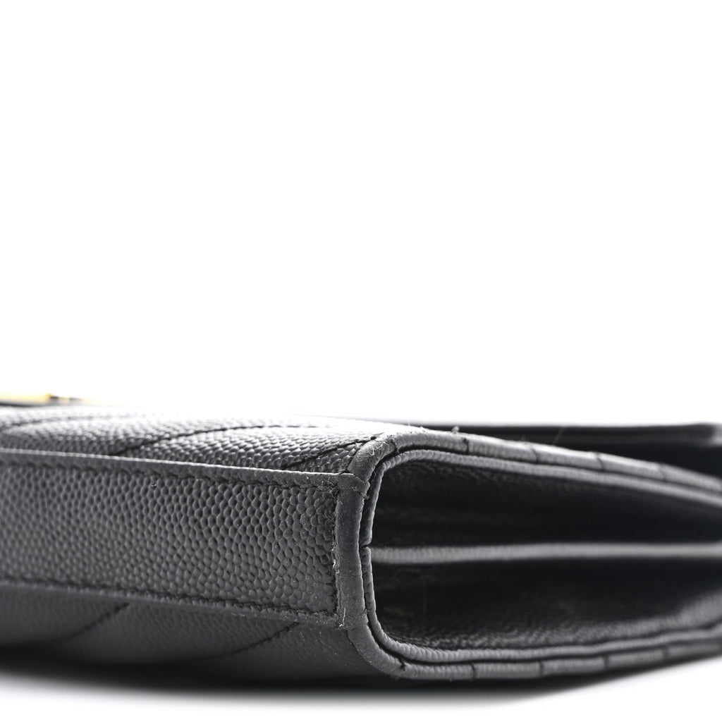Grain De Poudre Matelasse Chevron Monogram Chain Wallet Black