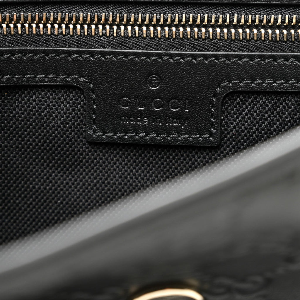 GG Calfskin Embossed Emblem Medium Arabella Bag Black Black