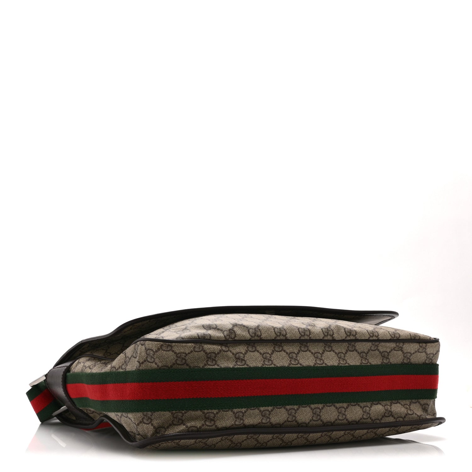 GG Plus Monogram Web Large Flap Messenger Bag Beige Dark Brown