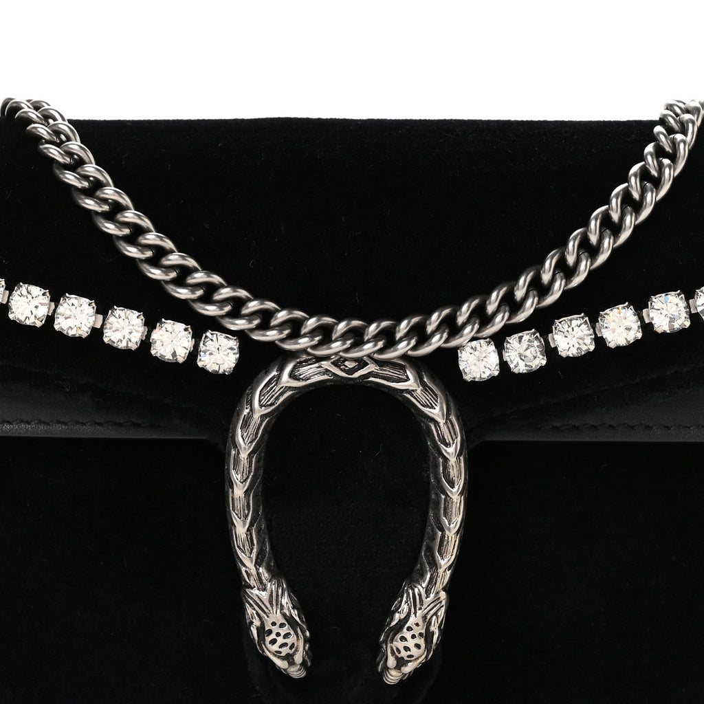 Velvet Crystal Super Mini Dionysus Shoulder Bag Black
