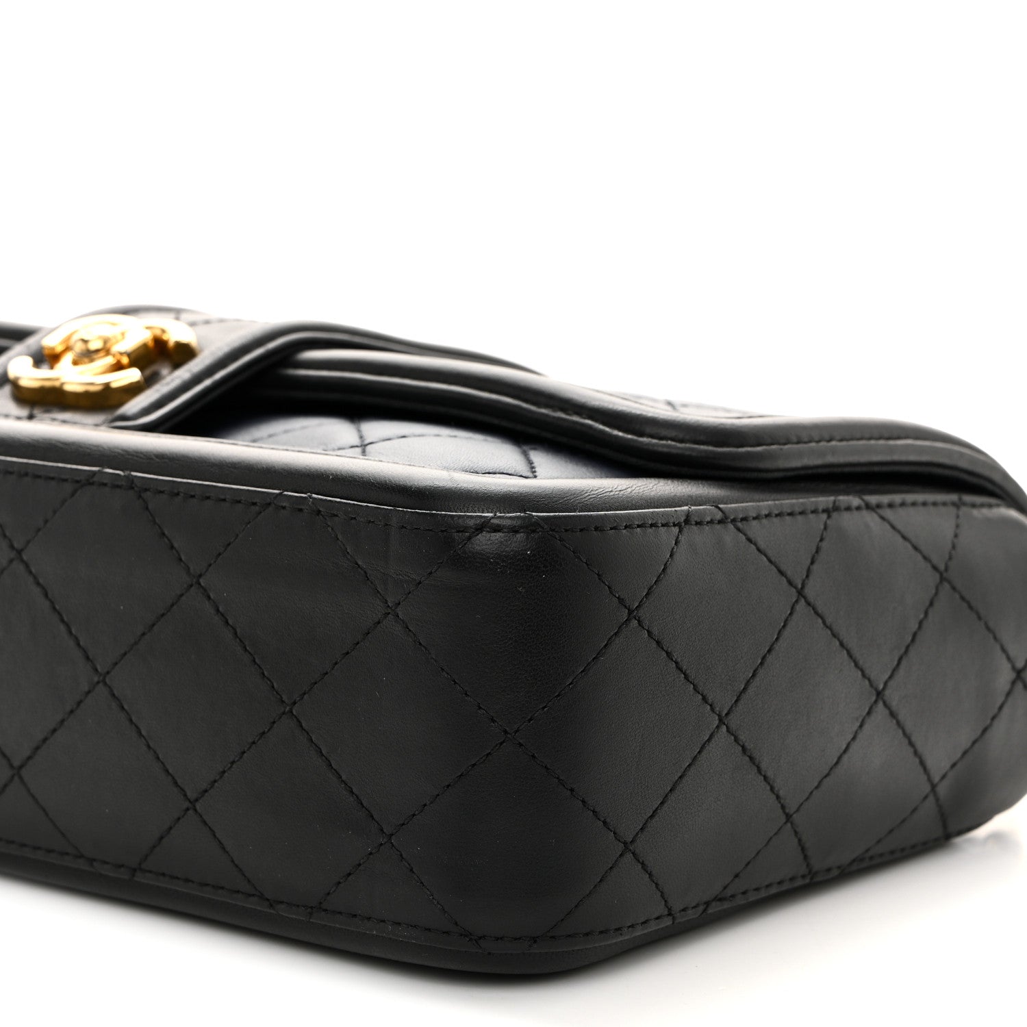 Lambskin Quilted Medium Elegant CC Flap Navy Black