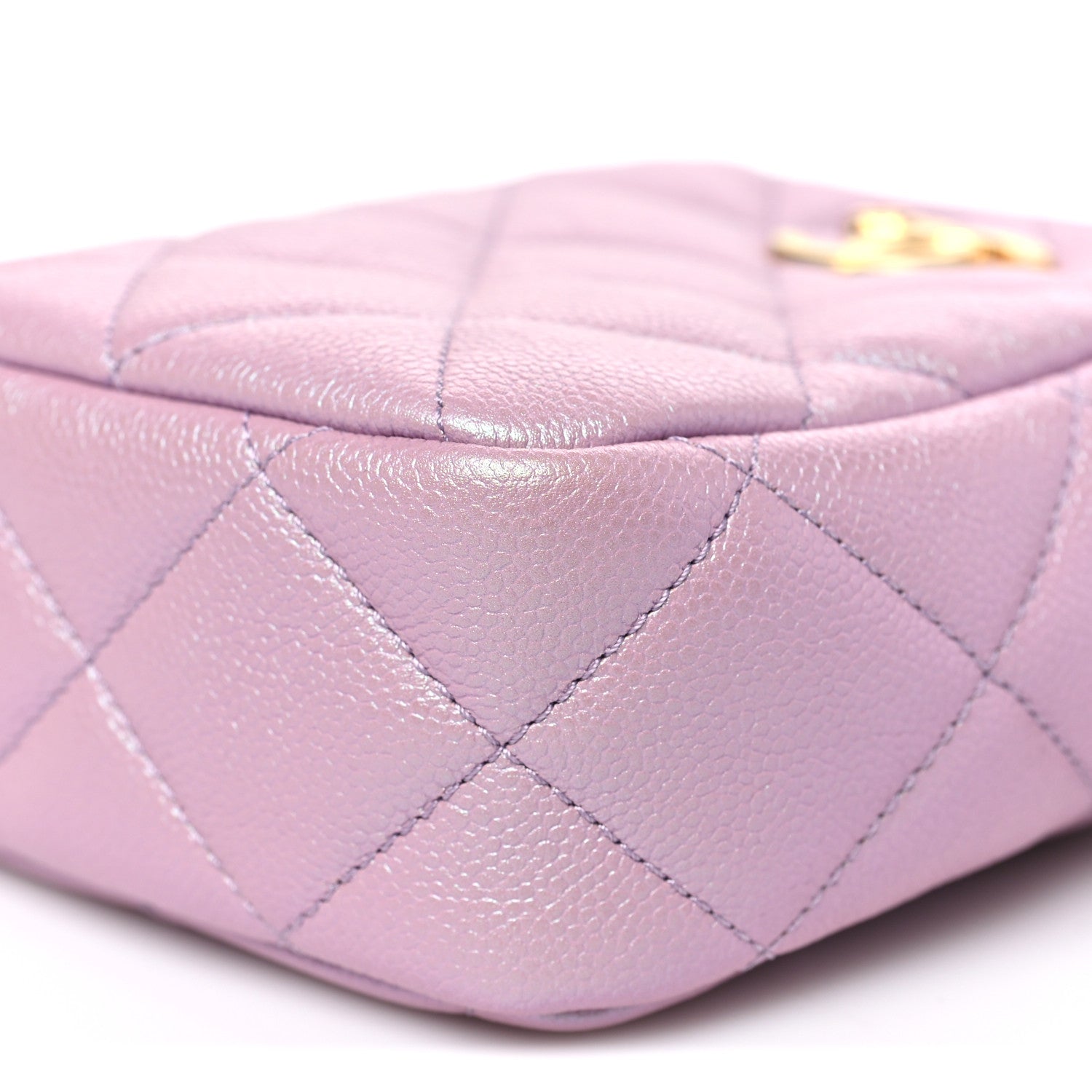 Iridescent Caviar Quilted Vertical My Perfect Camera Case Pink