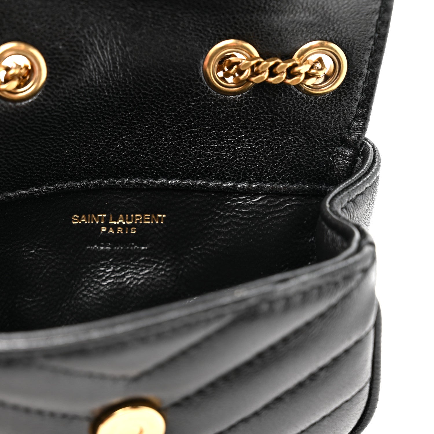 Lambskin Chevron Quilted Micro LouLou Black