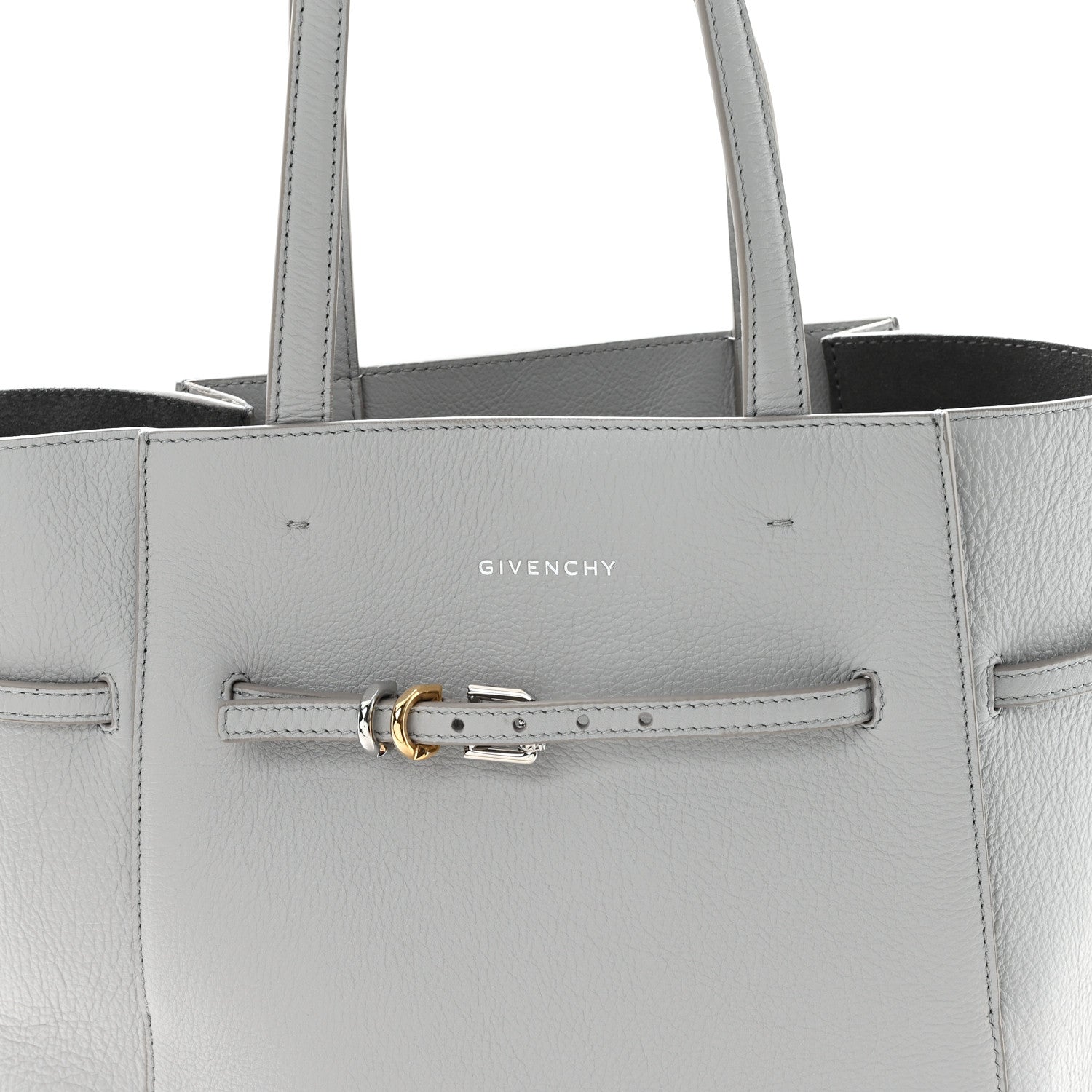 Calfskin Small Voyou Small North South Tote Light Grey