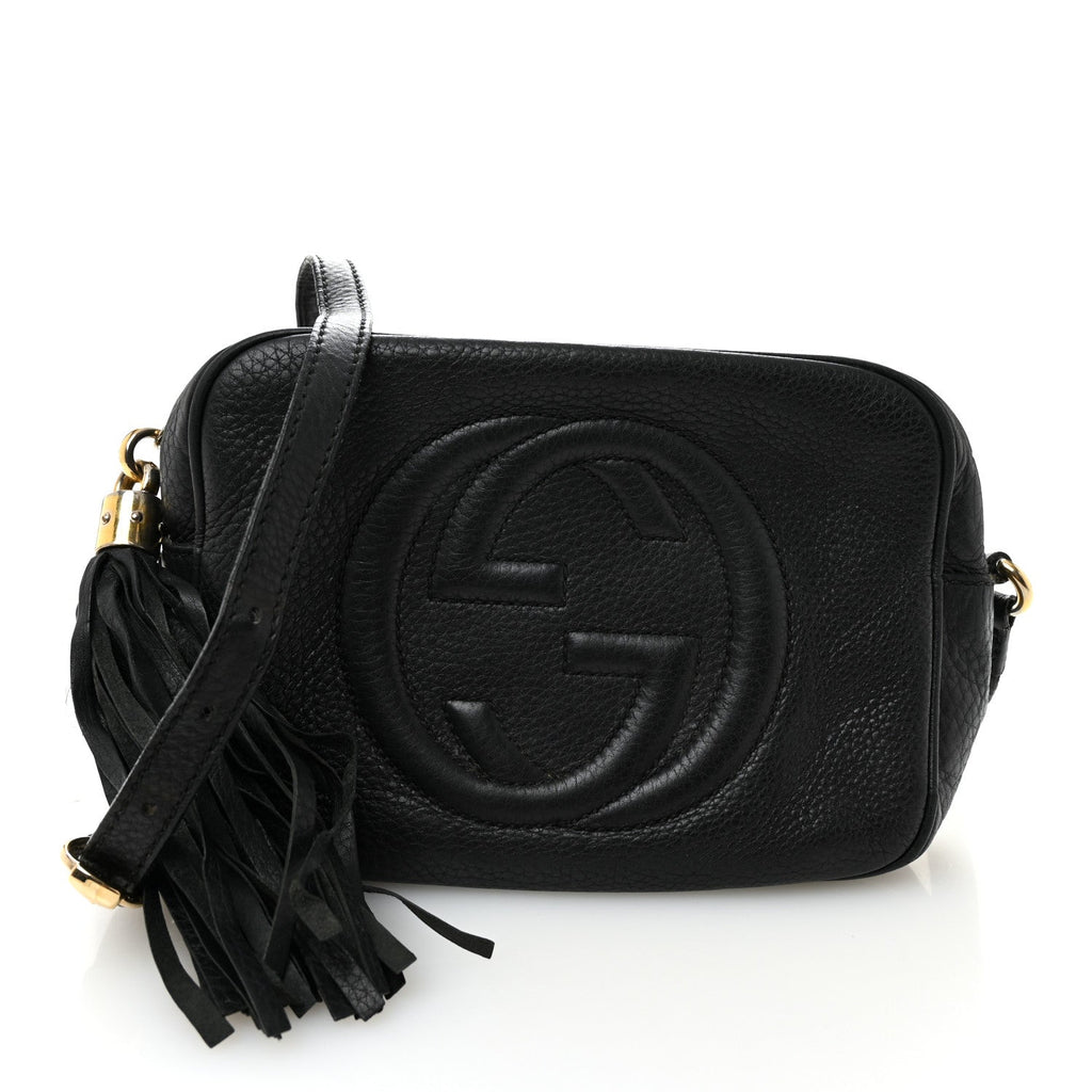 Pebbled Calfskin Small Soho Disco Bag Black