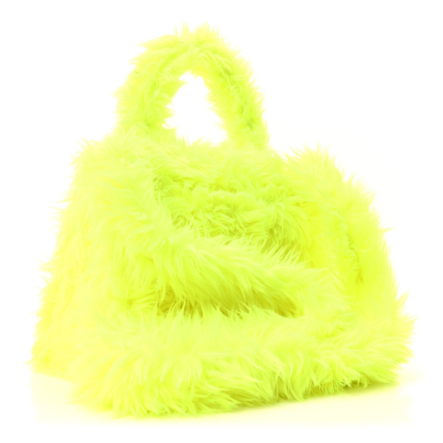 Faux Fur Medium Fluffy Hourglass Top Handle Bag Fluo Yellow