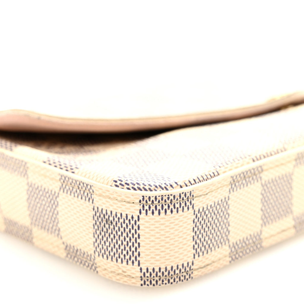 Damier Azur Pochette Felicie Chain Wallet Rose Ballerine