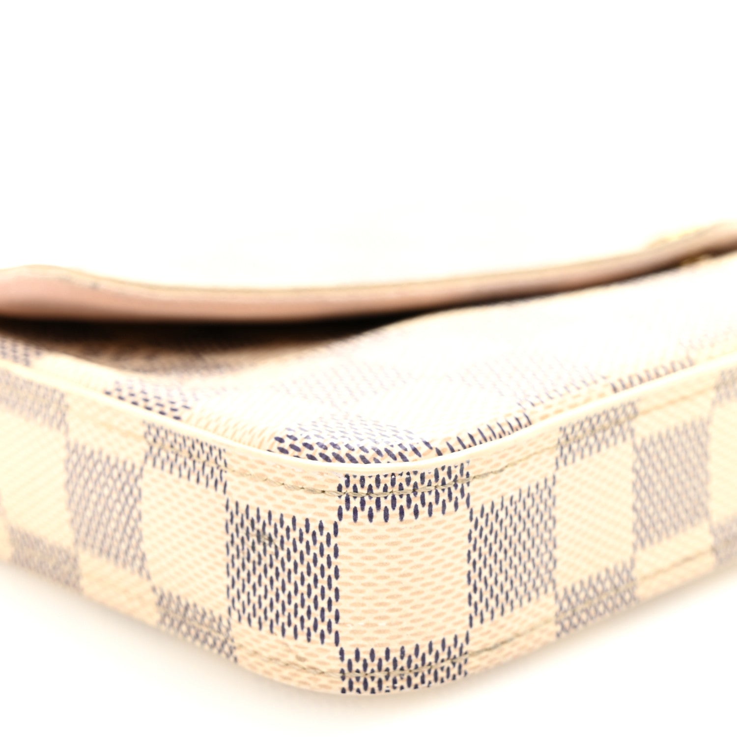 Damier Azur Pochette Felicie Chain Wallet Rose Ballerine