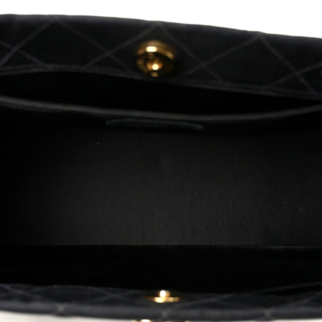 Grosgrain Quilted Shopper Tote Black