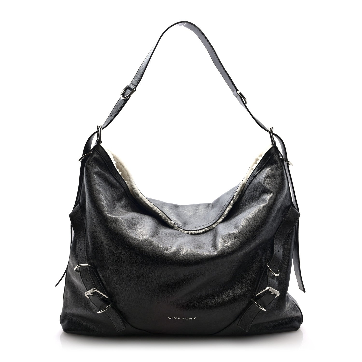 Calfskin Shearling Large Voyou Bag Chocolate