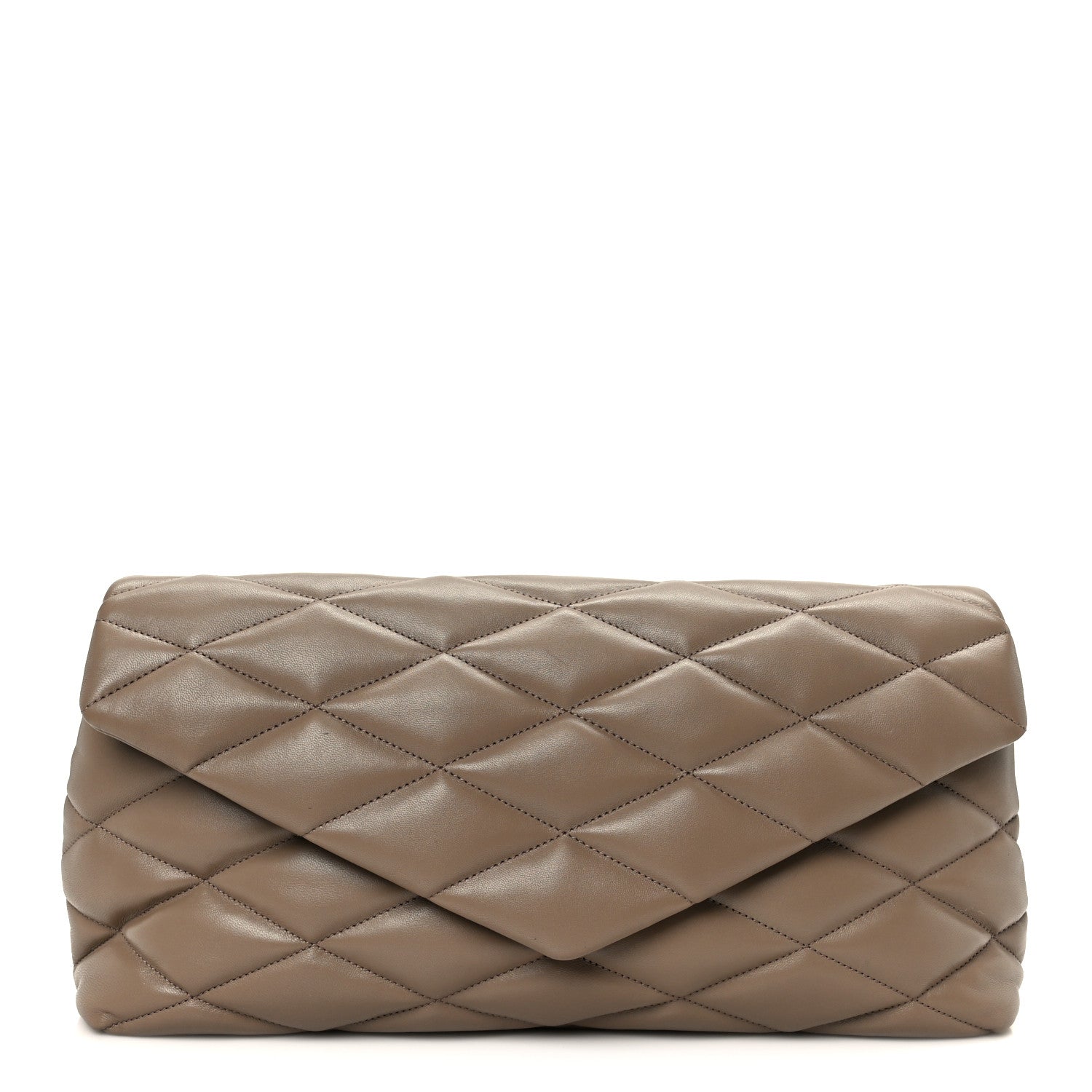 Lambskin Quilted Sade Puffer Envelope Clutch  Taupe