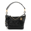 Aged Calfskin Quilted Small Gabrielle Logo Hobo Black