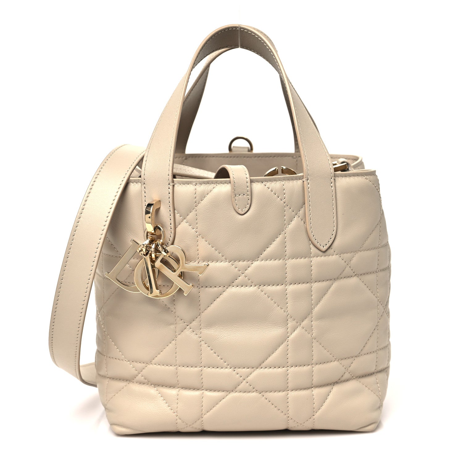 Calfskin Macrocannage Small Toujours Vertical Tote Powder Beige