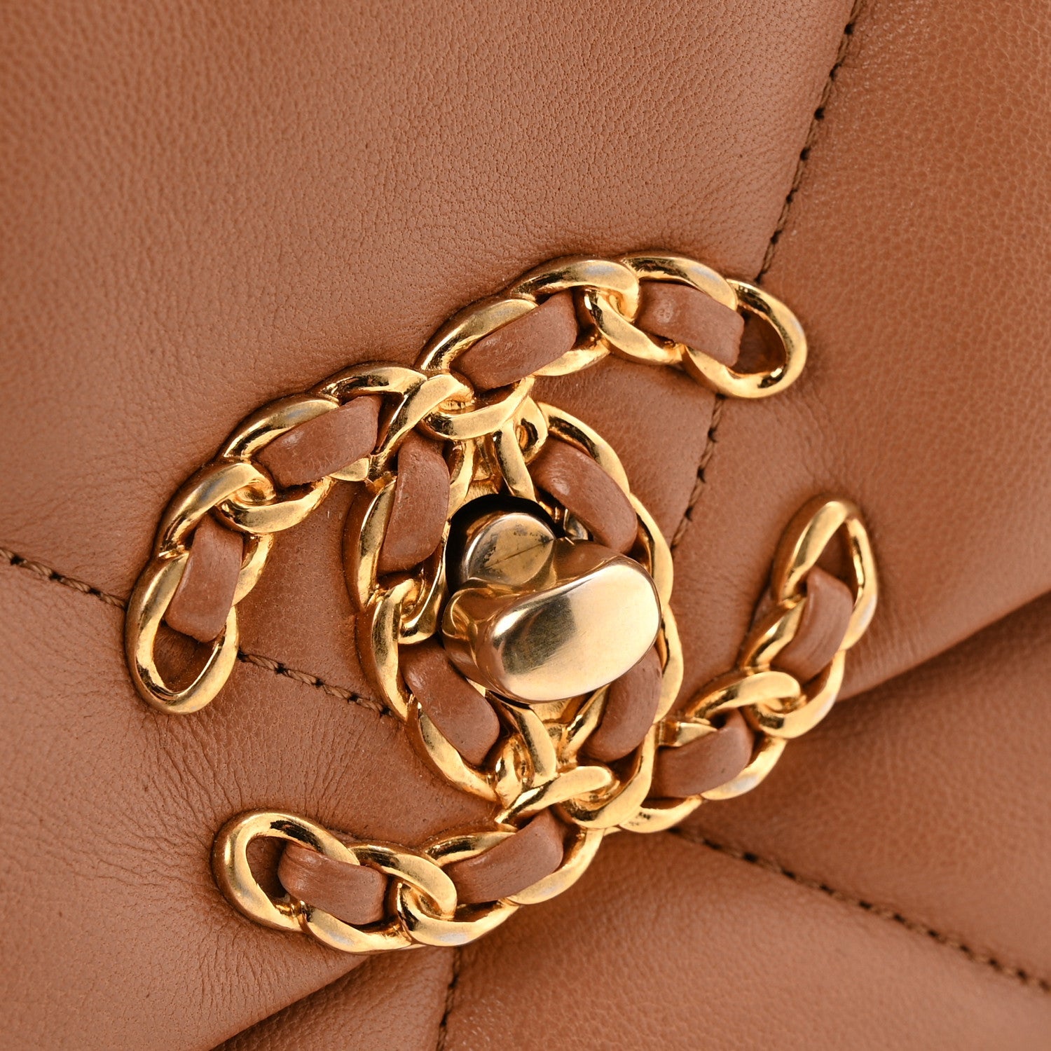 Lambskin Quilted Medium Chanel 19 Flap Brown