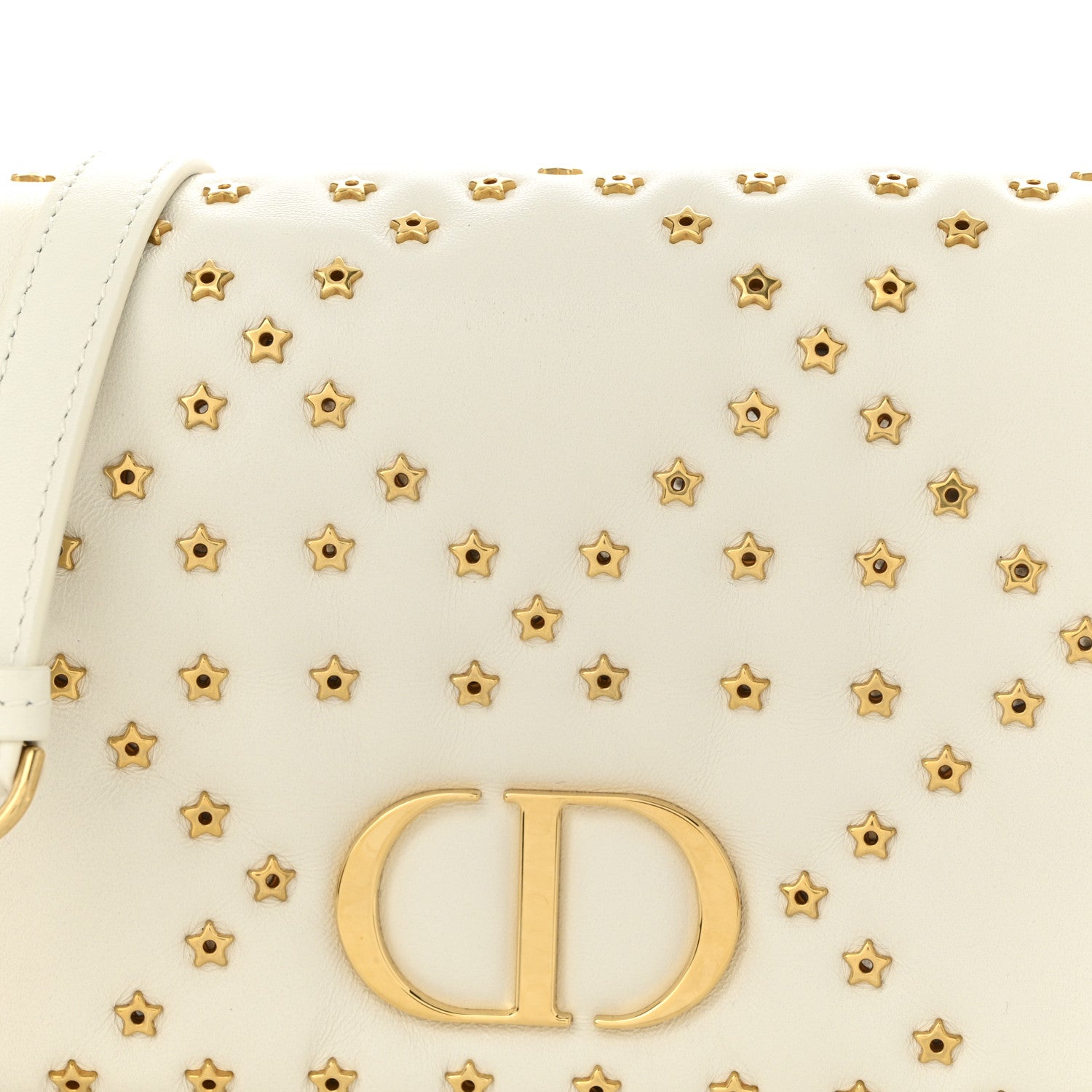 Lambskin Macrocannage Lucky Star Studded Caro Pouch Latte