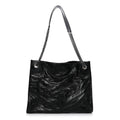 Crinkled Calfskin Matelasse Monogram Medium Niki Shopper Tote Black
