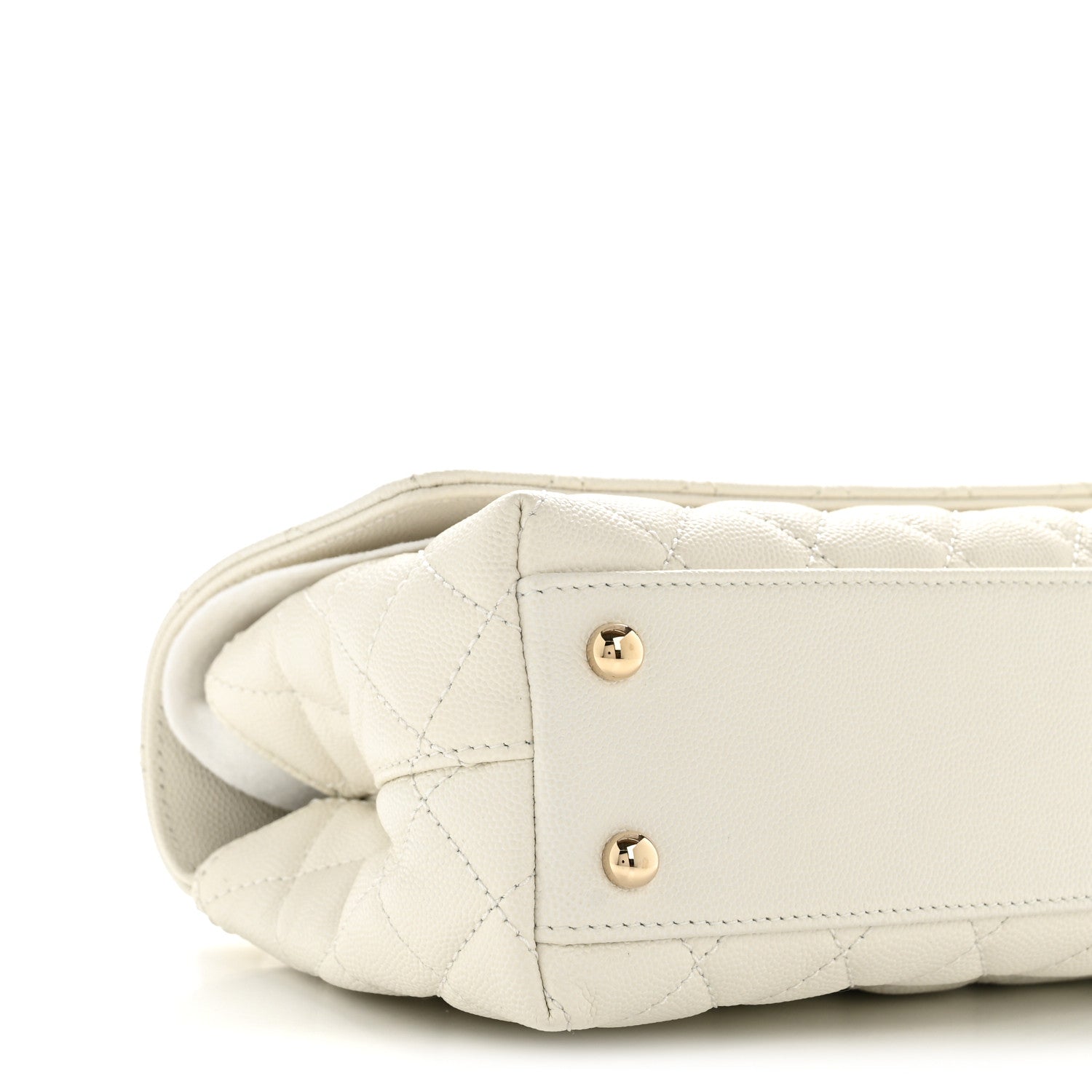 Caviar Quilted Mini Coco Handle Flap White
