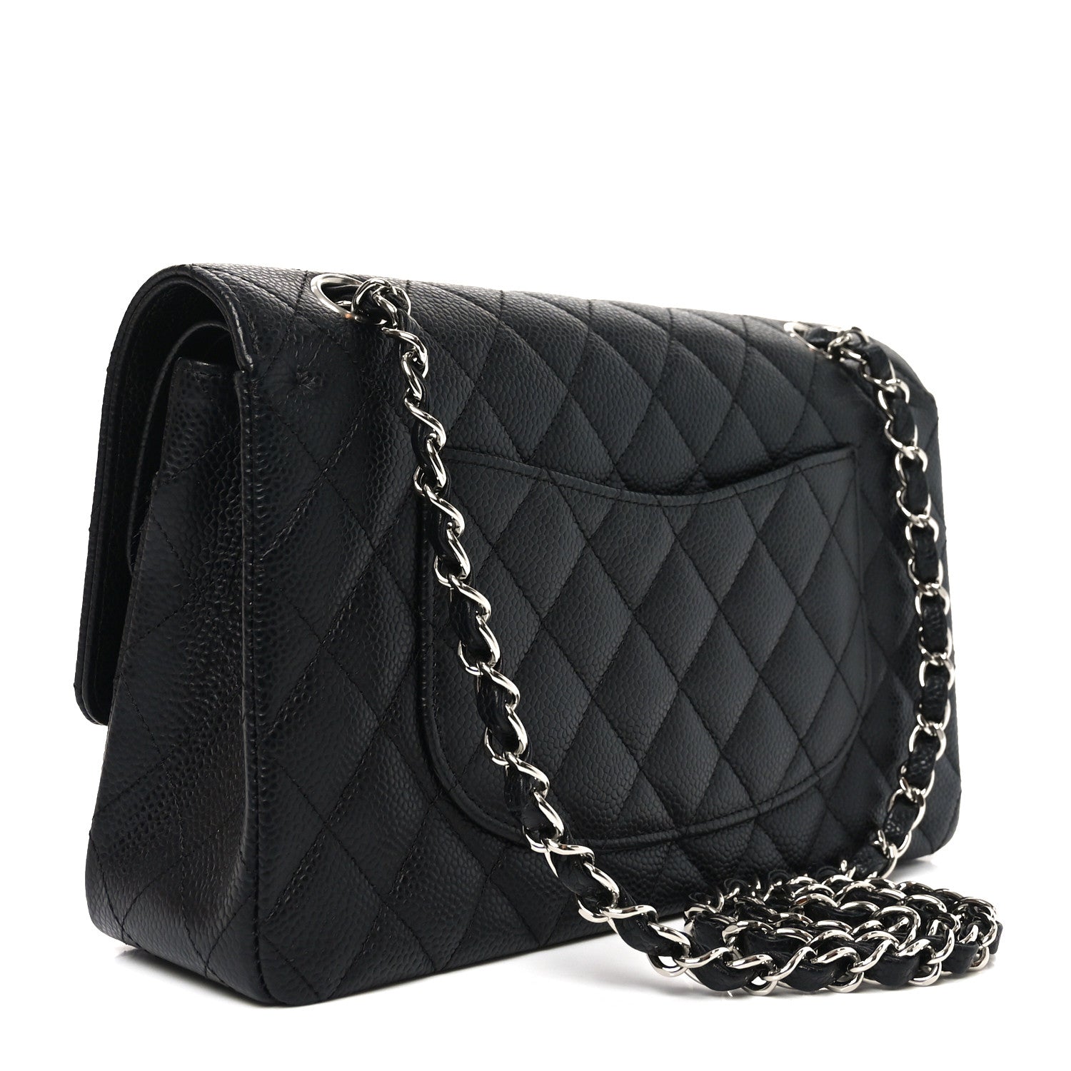 Caviar Quilted Medium Double Flap Black