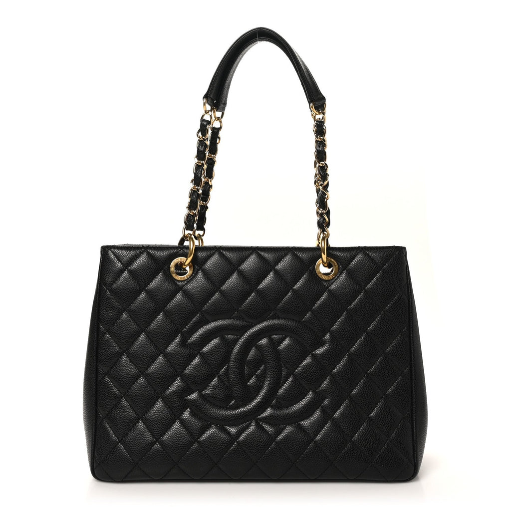 Caviar Quilted Grand Shopping Tote GST Black