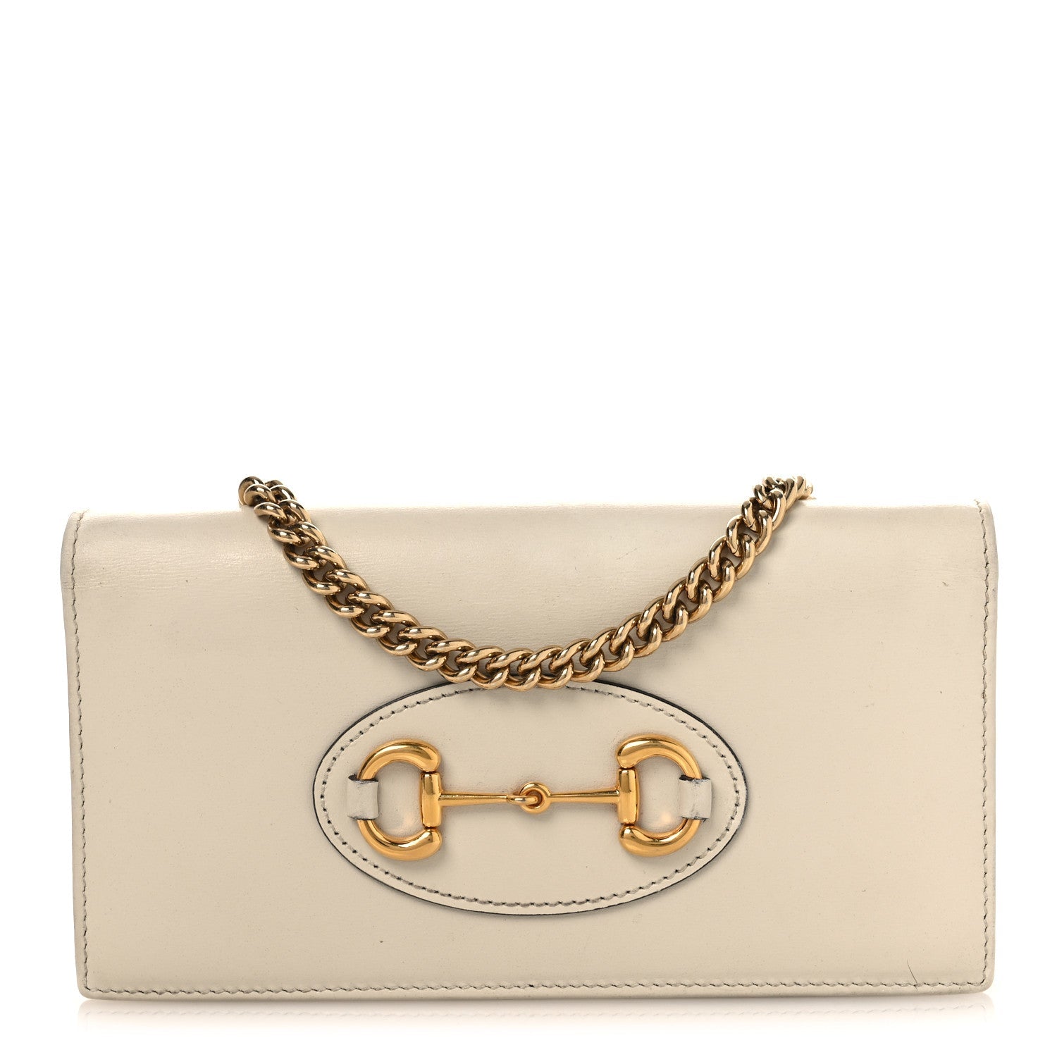 Boarded Plutone Calfskin Horsebit 1955 Wallet On Chain Mystic White