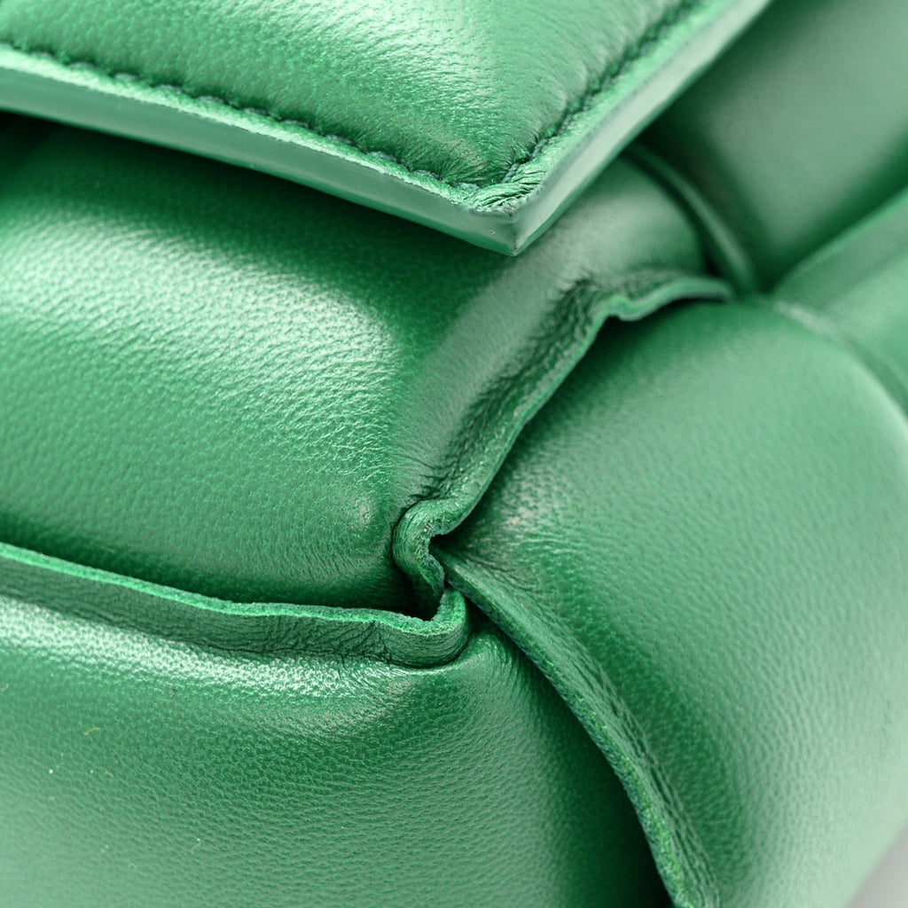 Lambskin Maxi Intreccio Padded Chain Cassette Crossbody Bag Racing Green