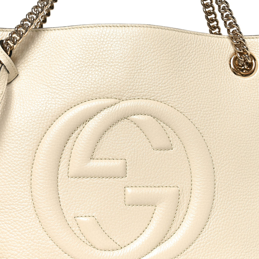 Pebbled Calfskin Medium Soho Chain Shoulder Bag Off White