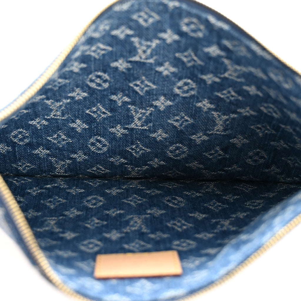 Denim Monogram Carryall MM Pochette Blue