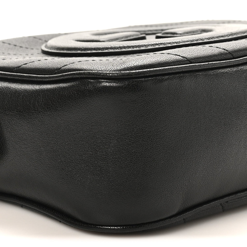 Sakai Be Green Calfskin Diagonal Stitched Small Blondie Shoulder Bag Black