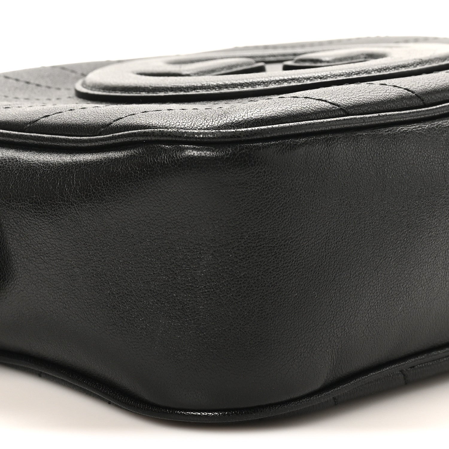 Sakai Be Green Calfskin Diagonal Stitched Small Blondie Shoulder Bag Black