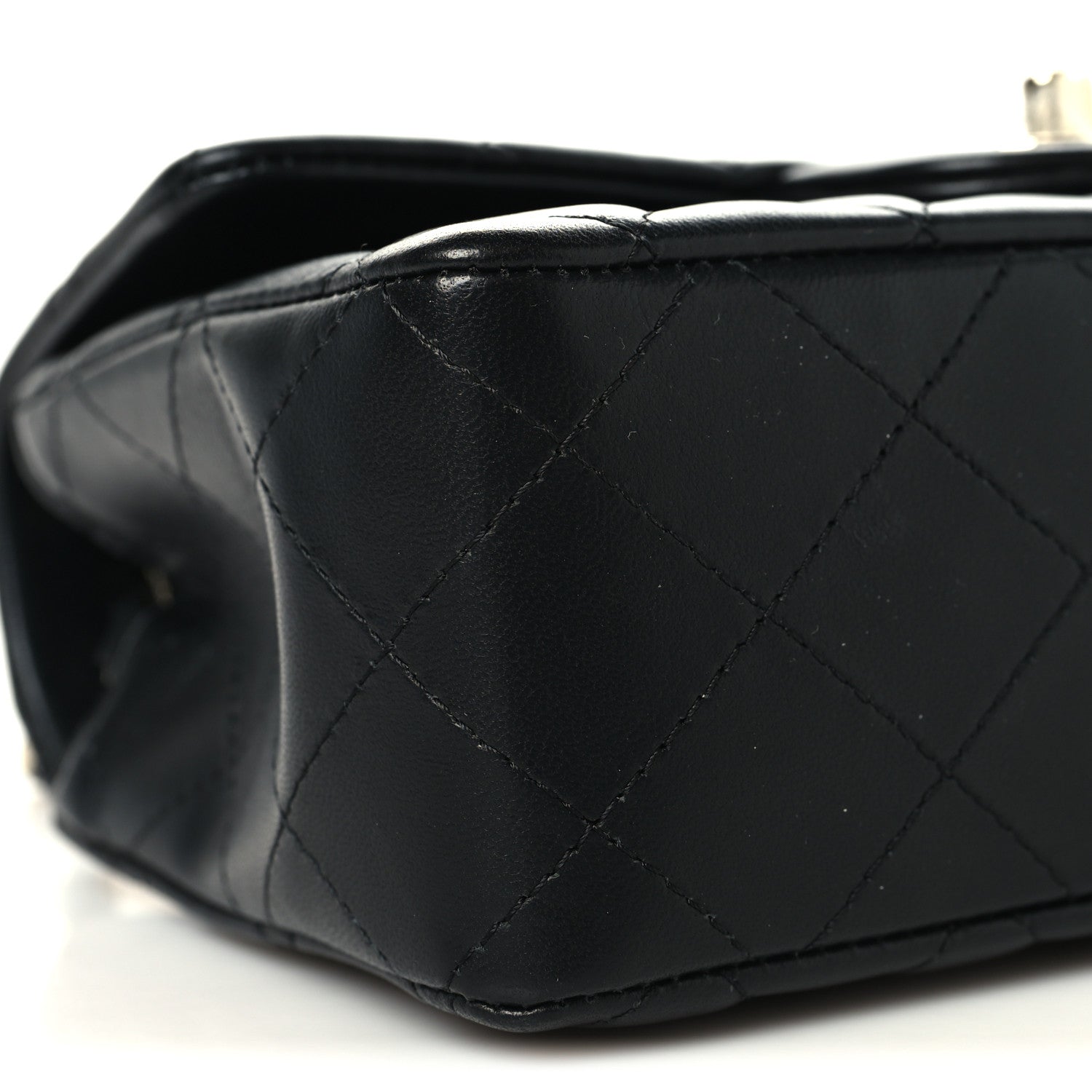 Lambskin Quilted Mini Rectangular Flap Black