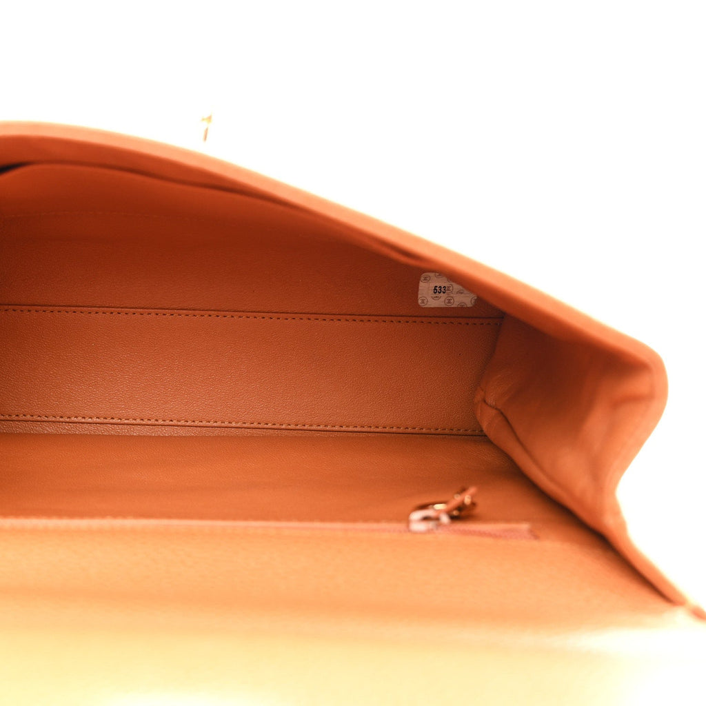 Caviar Top Handle Kelly Flap Brown