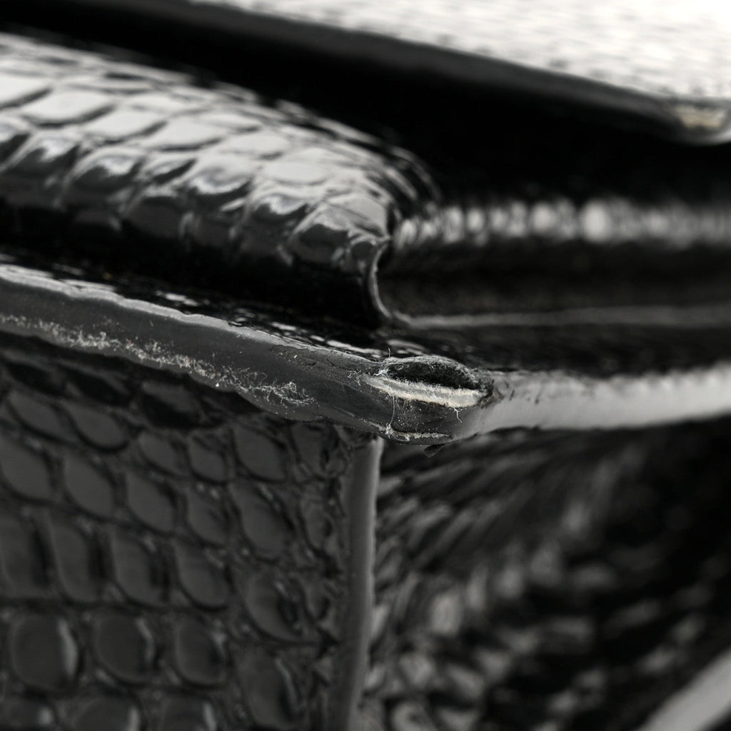 Calfskin Crocodile Embossed Medium Monogram Sunset Black