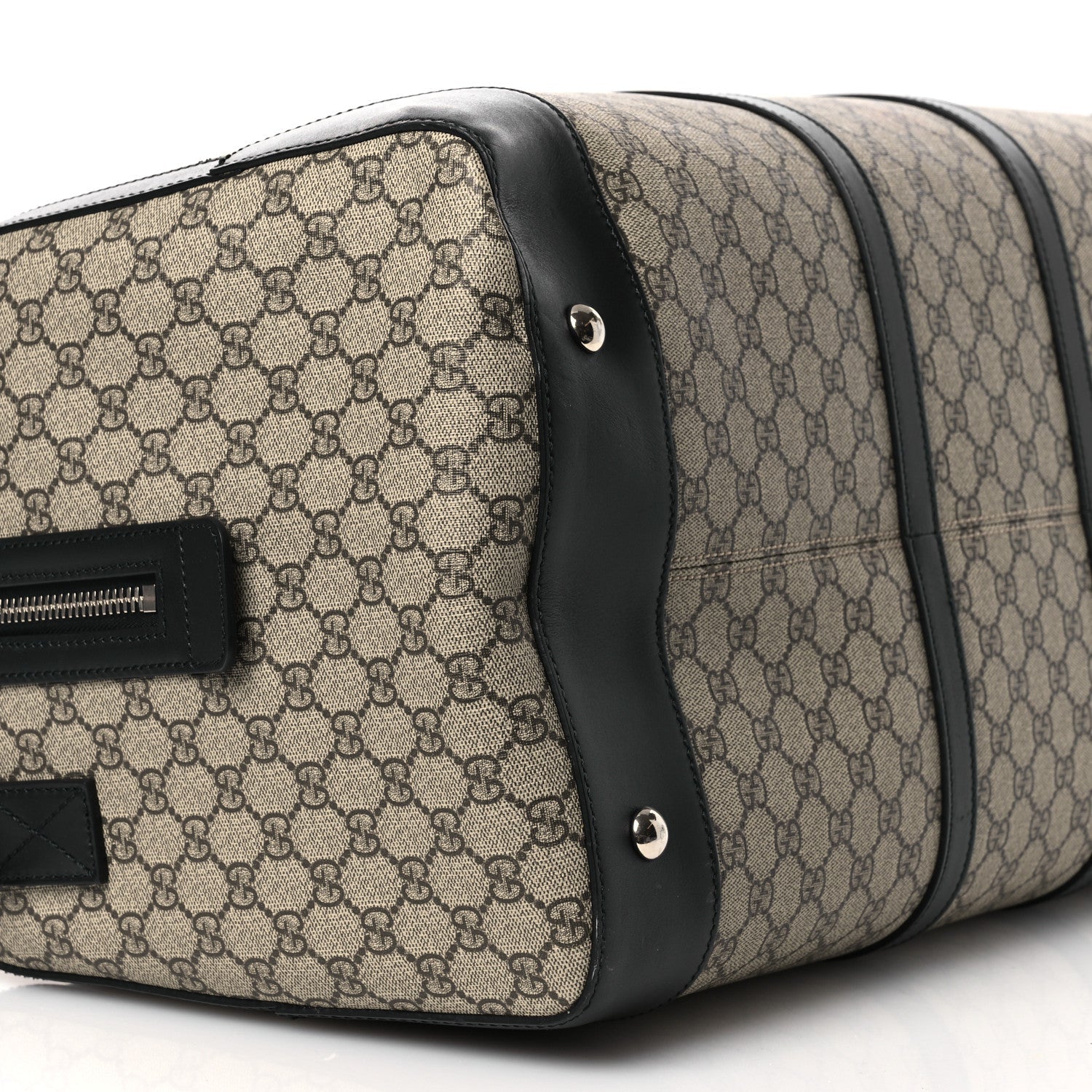 GG Supreme Monogram Selleria Calfskin Large Duffle Beige Ebony Black