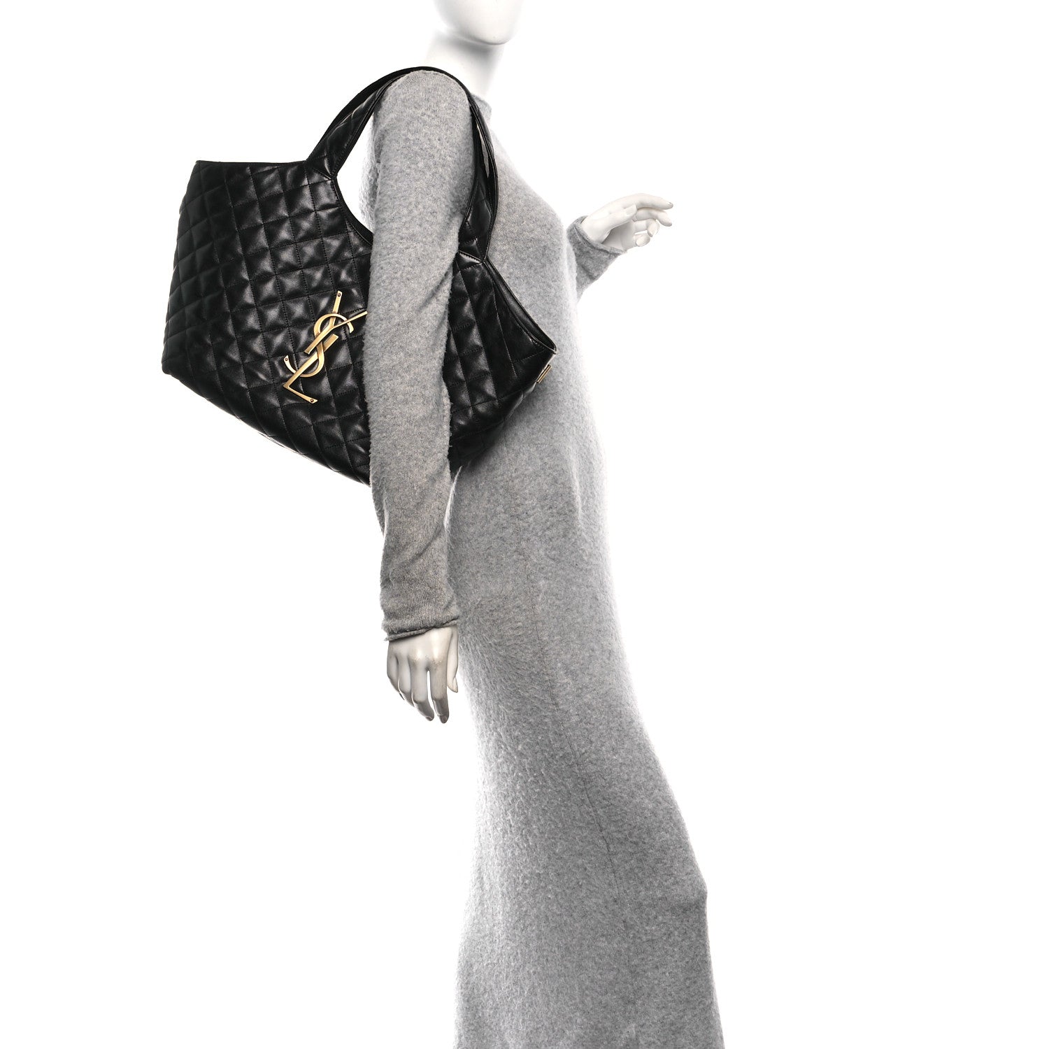 Lambskin Quilted Medium Icare Shopping Tote Black