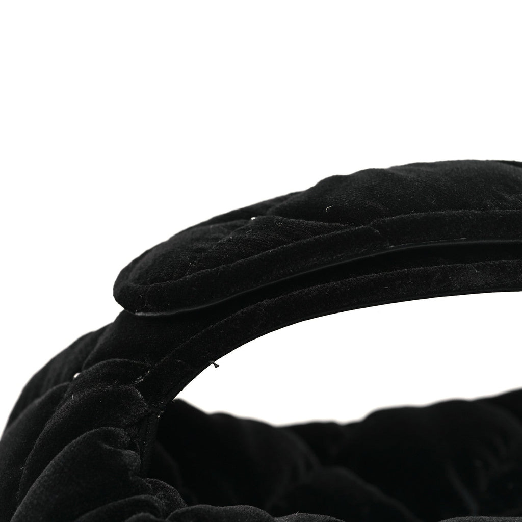 Velvet Diamanté Quilted Pocket Pouch Hobo Black