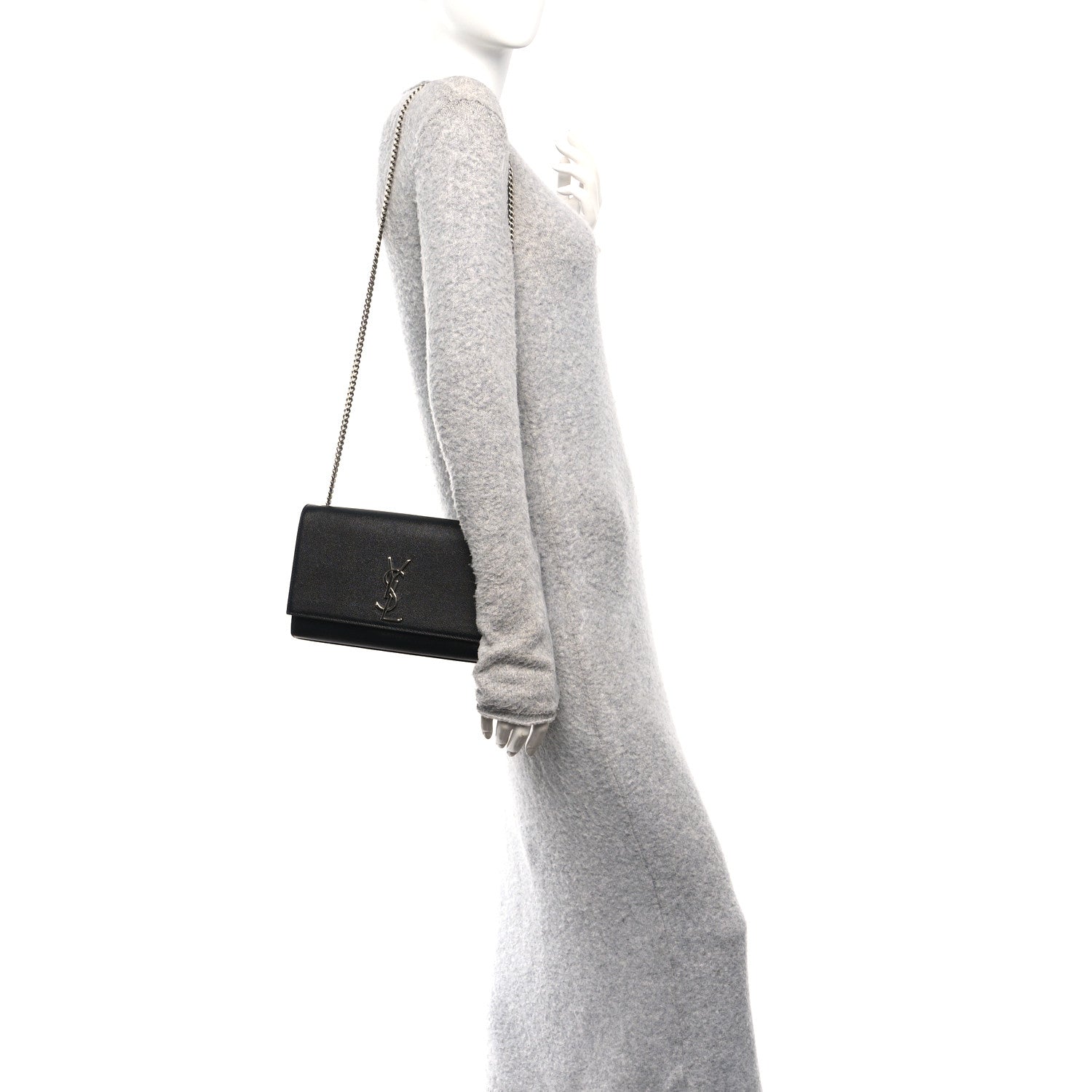 Grain De Poudre Medium Classic Monogram Kate Satchel Black