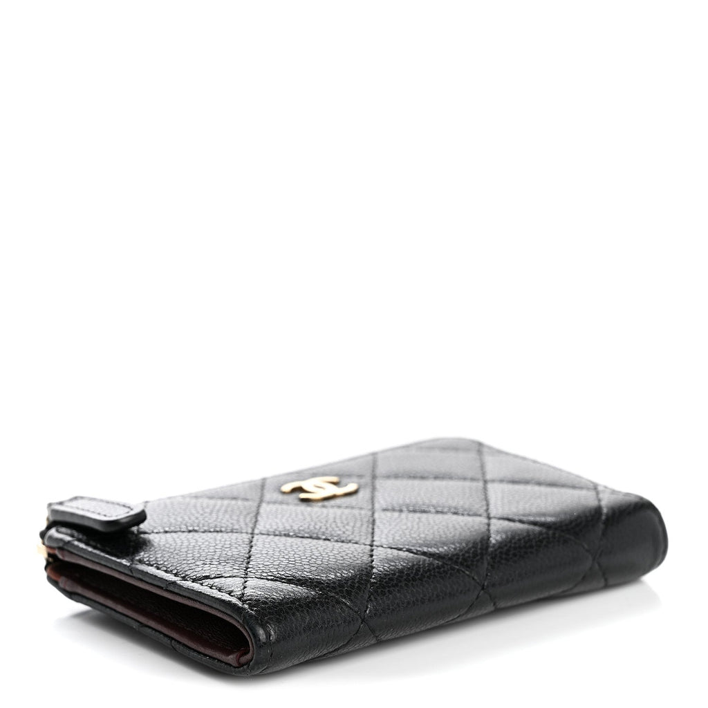 Caviar Quilted Zipped Key Holder Case Black
