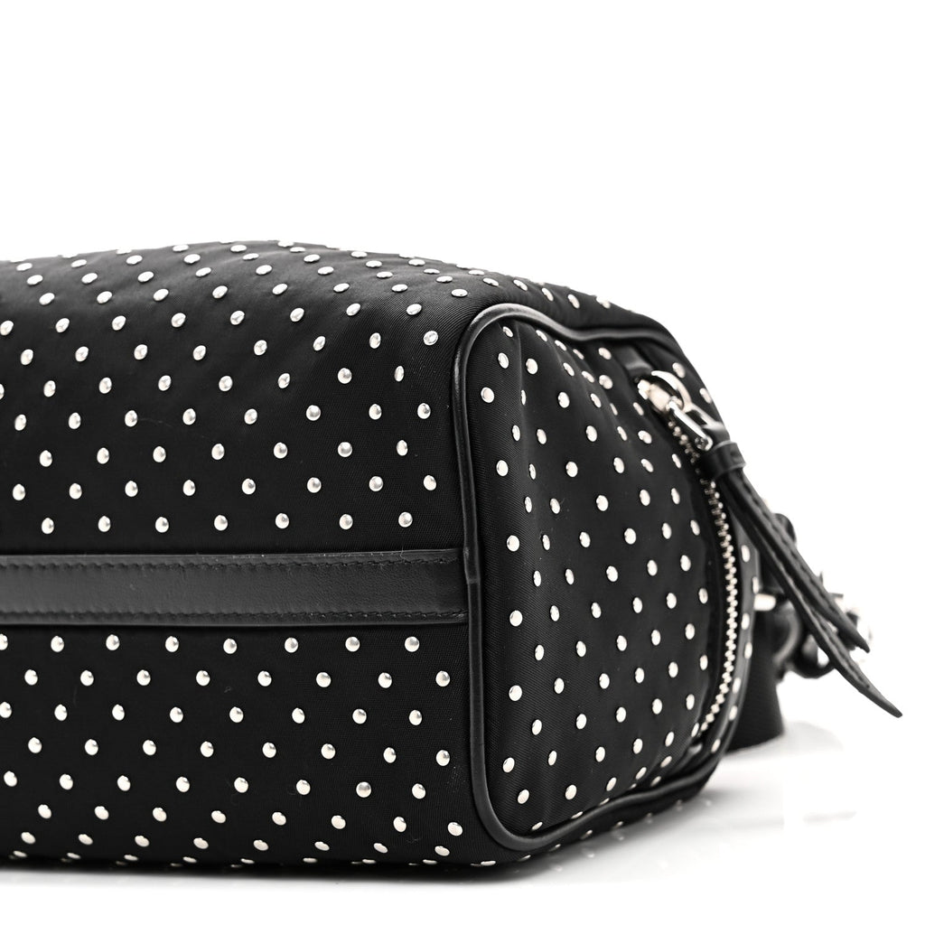Re-Nylon Studded Shoulder Bag Black