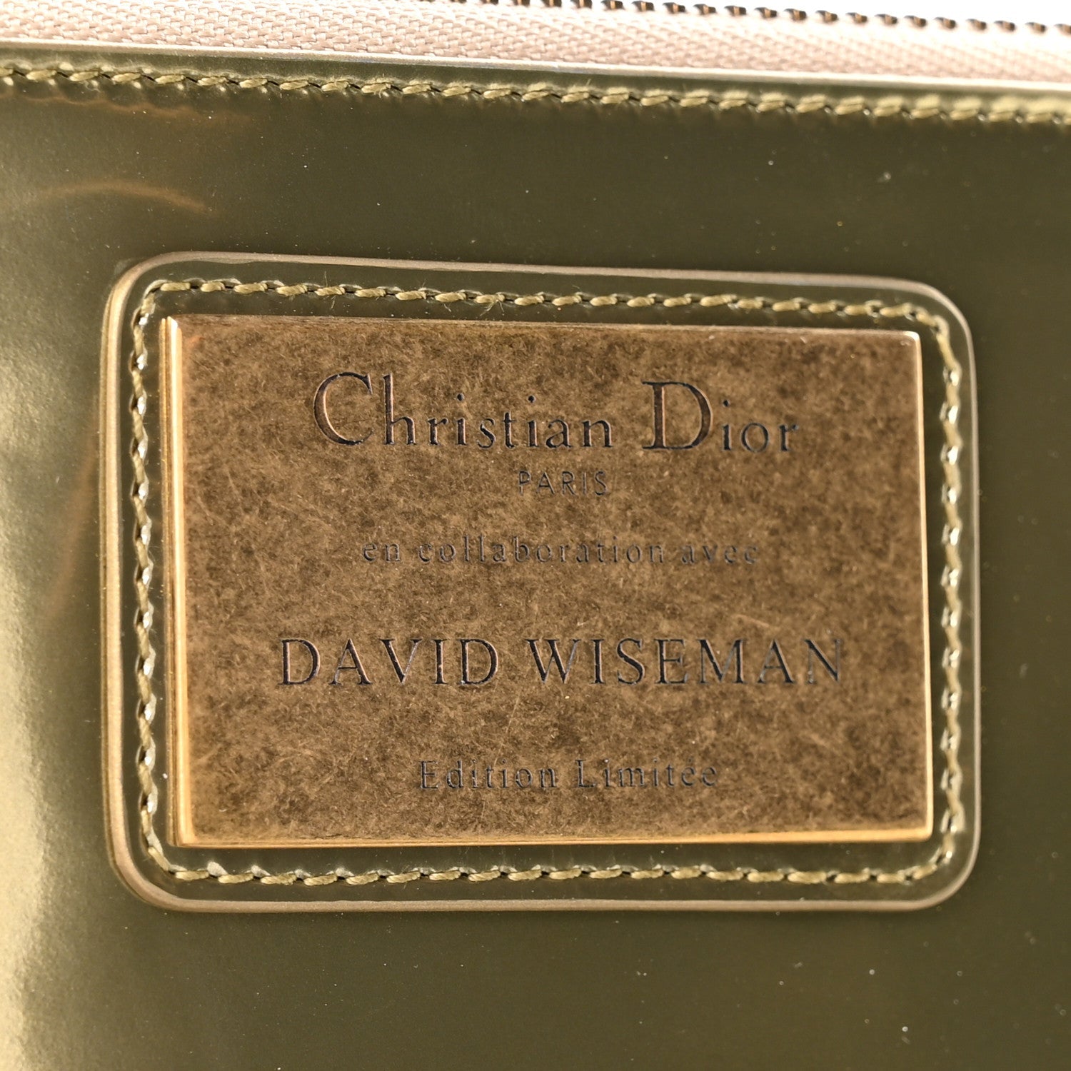 X DAVID WISEMAN Metallic Calfskin Laser Cut Large Lady Dior Gold