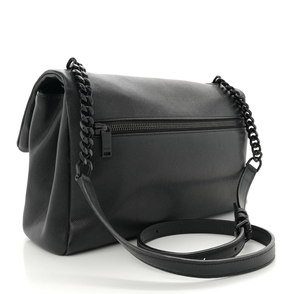 Grain De Poudre Medium West Hollywood Monogram Fold-Over Black