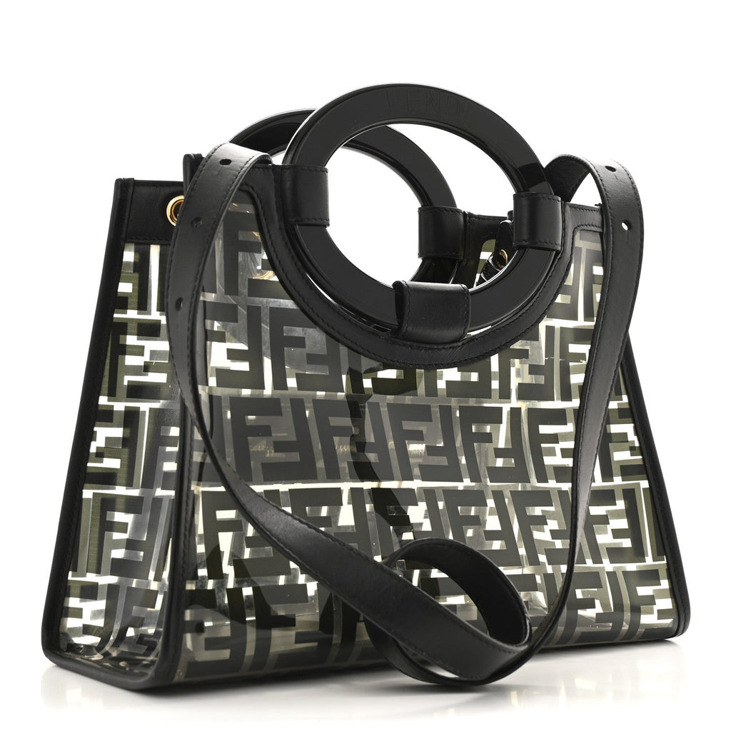 TPU FF Vitello Century Plexiglass Small Runaway Shopper Tote Black
