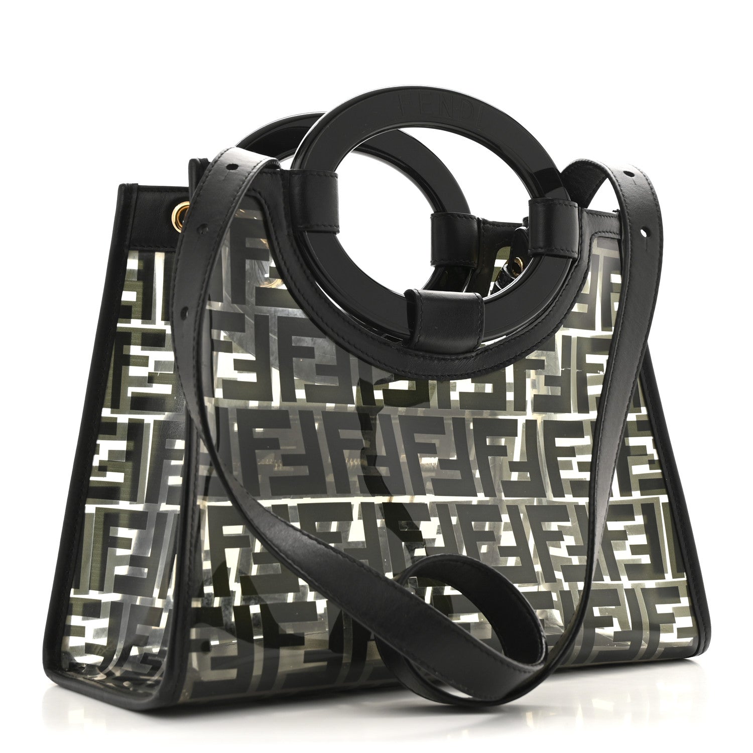 TPU FF Vitello Century Plexiglass Small Runaway Shopper Tote Black
