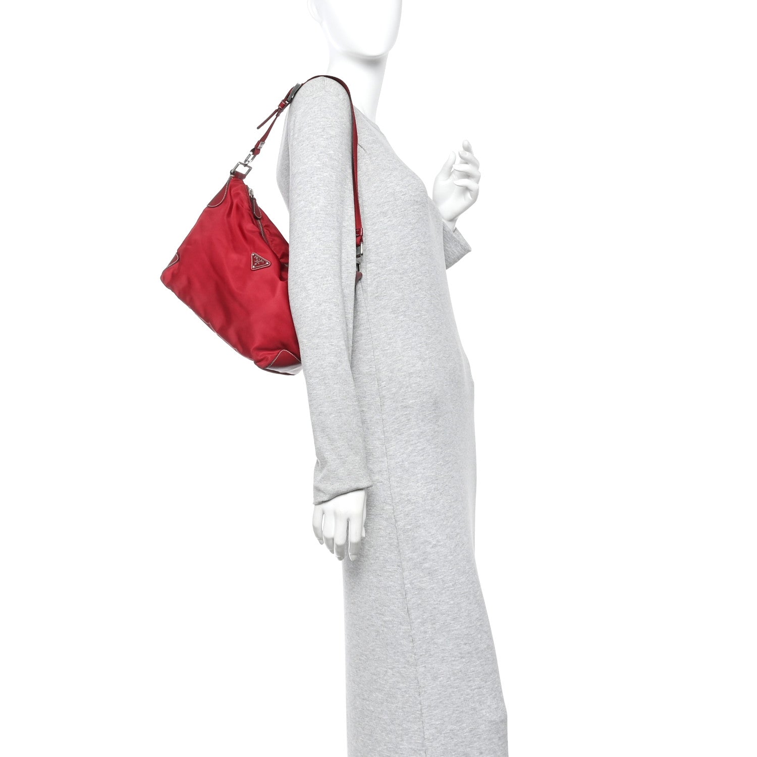 Tessuto Nylon Calfskin Hobo Fuoco
