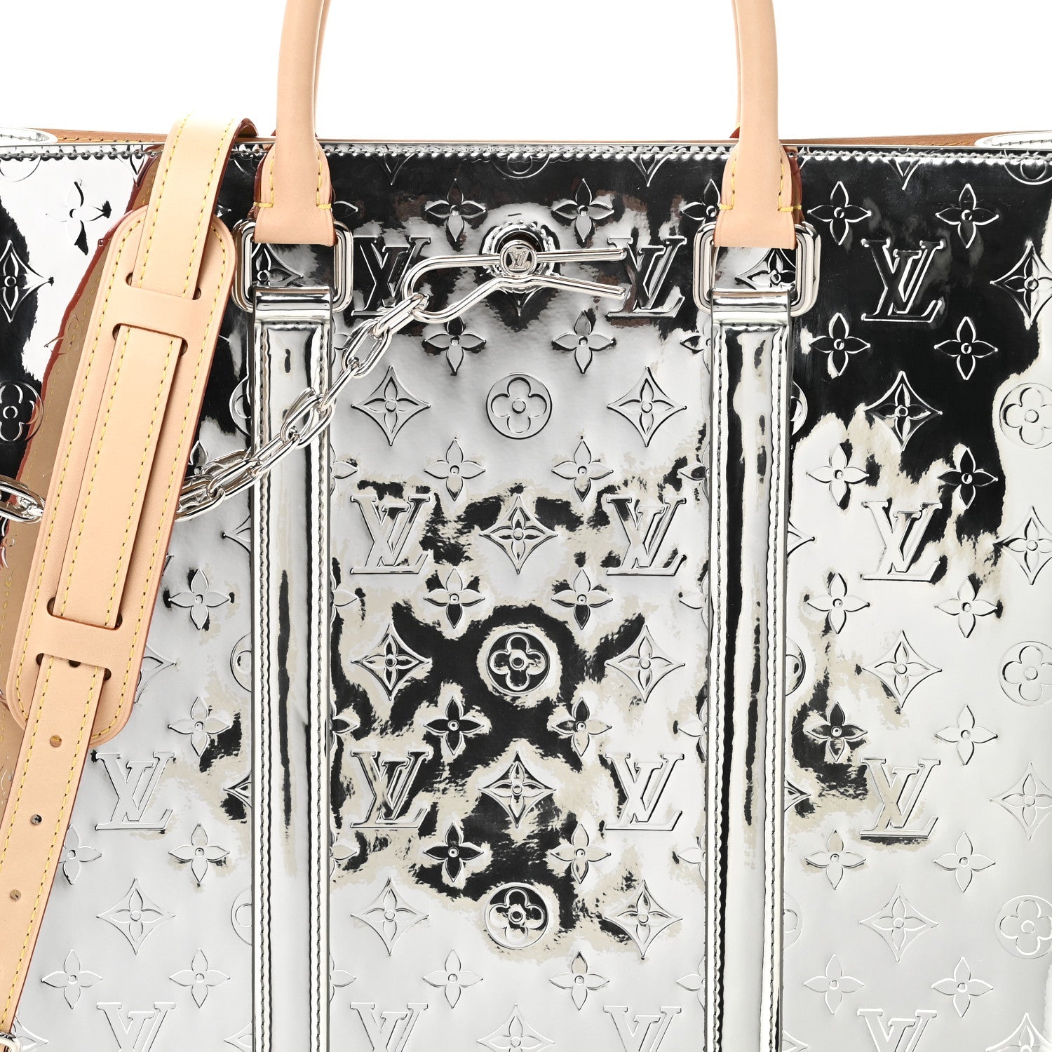Monogram Mirror Sac Plat NM Silver