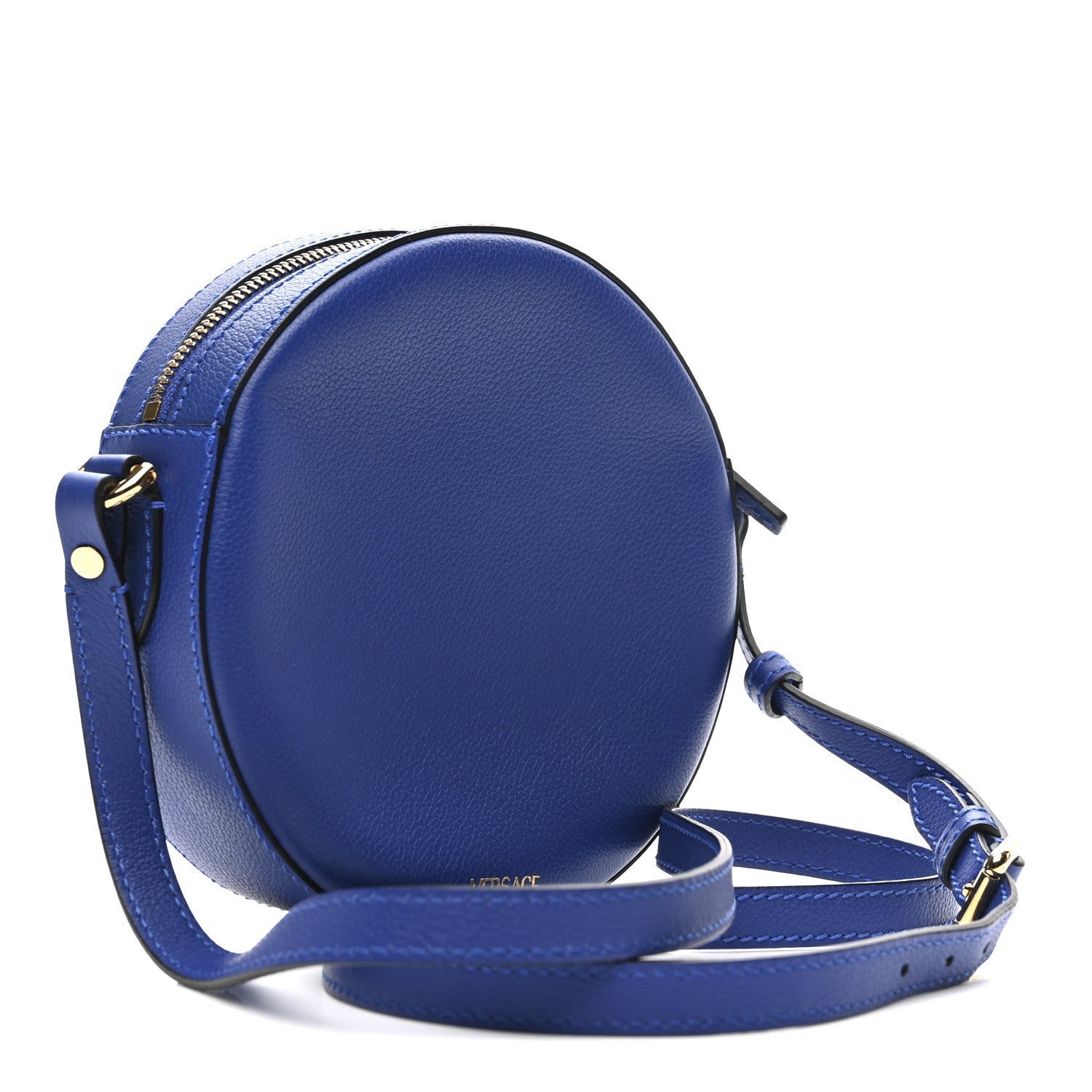 Calfskin La Medusa Round Camera Bag Blue