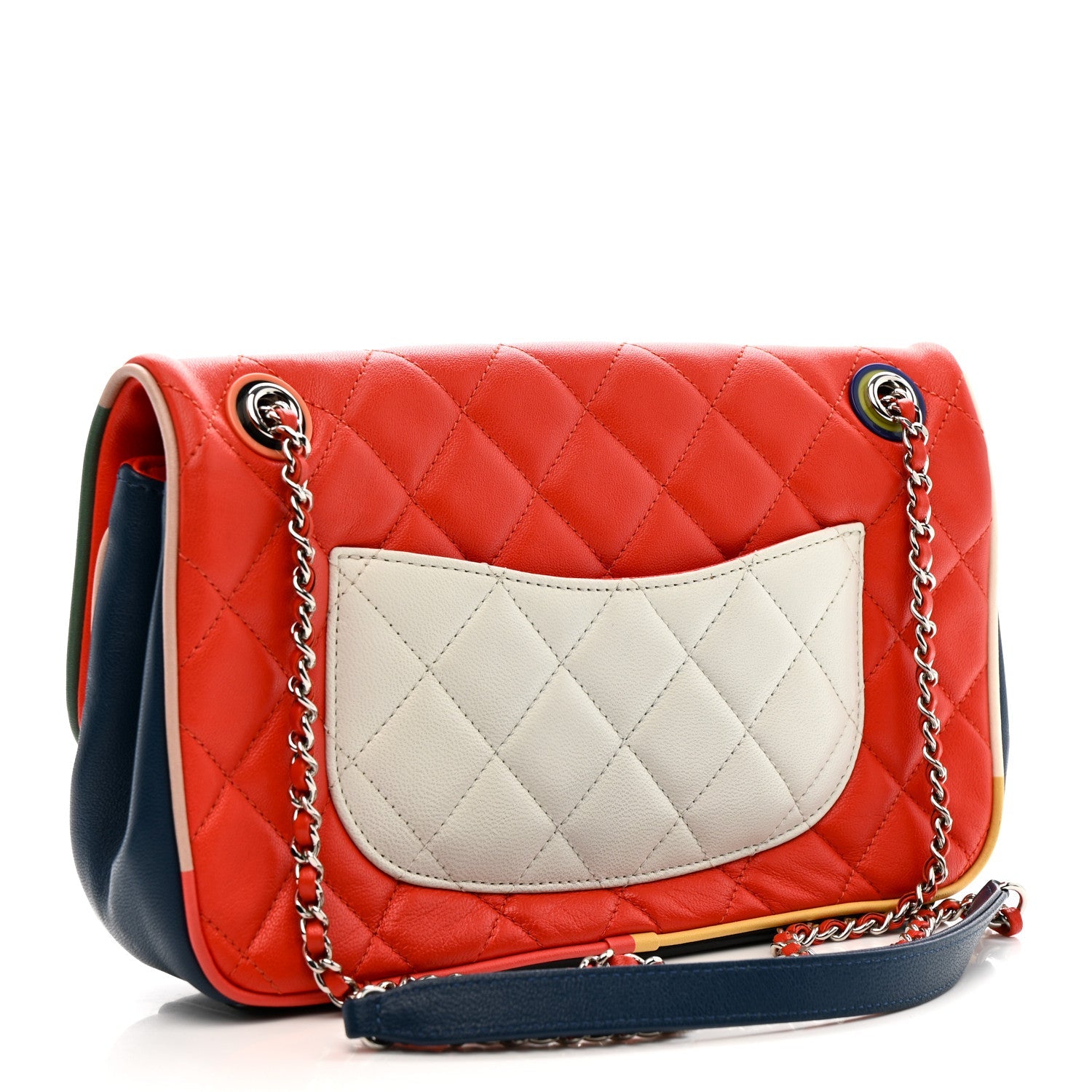 Lambskin Plexiglass Quilted Medium Cuba Color Flap Red Multicolor