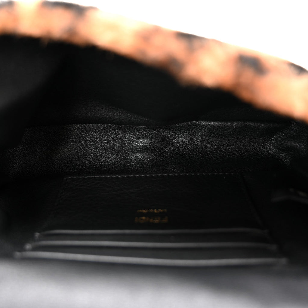 Shearling Vitello Dolce Macro FF 1974 Mini Baguette Tobacco Black