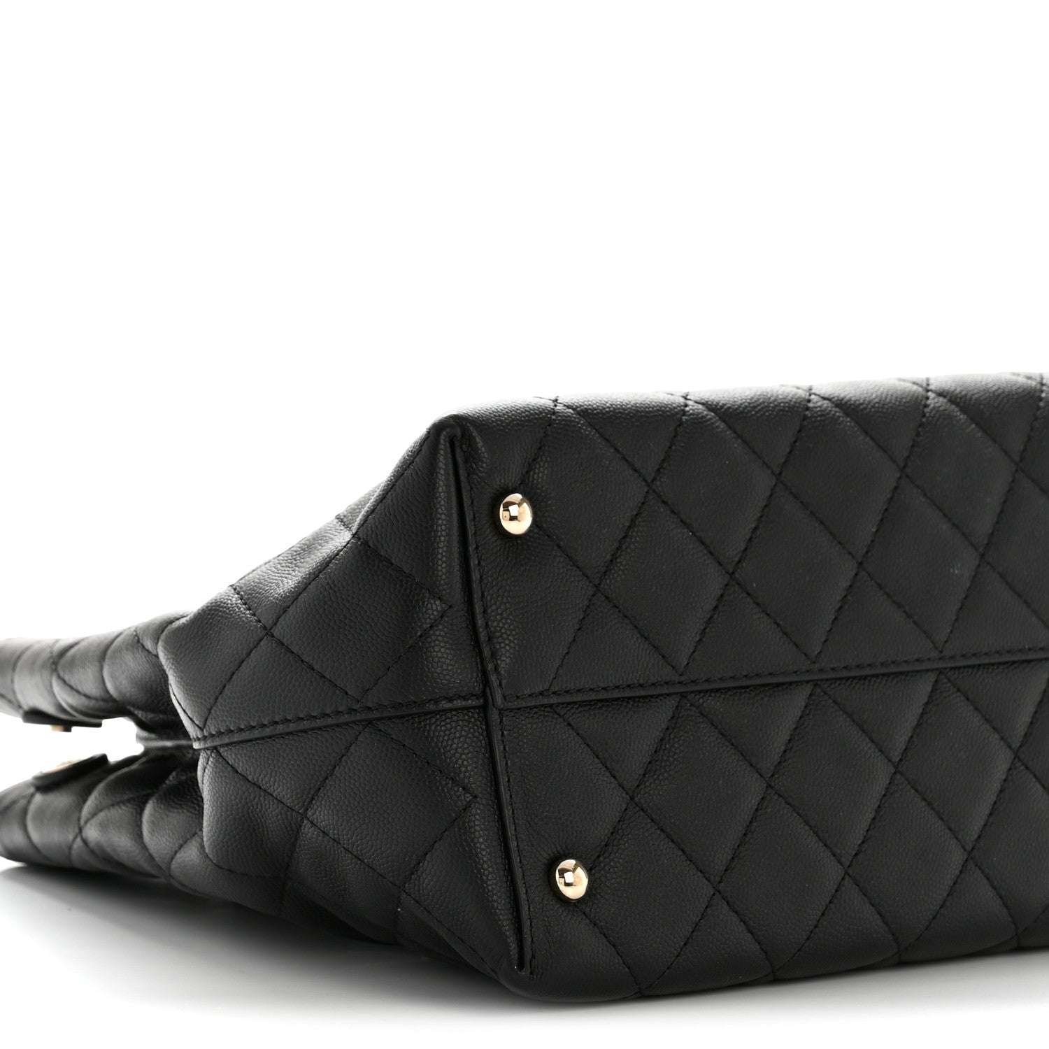Caviar Quilted Small Shopping Tote  Black
